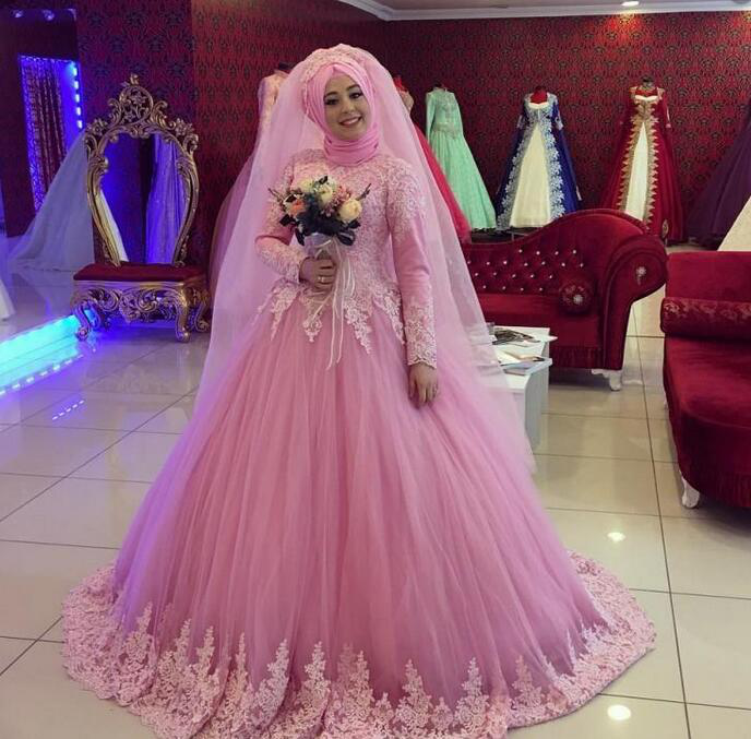 wedding dress pink colour